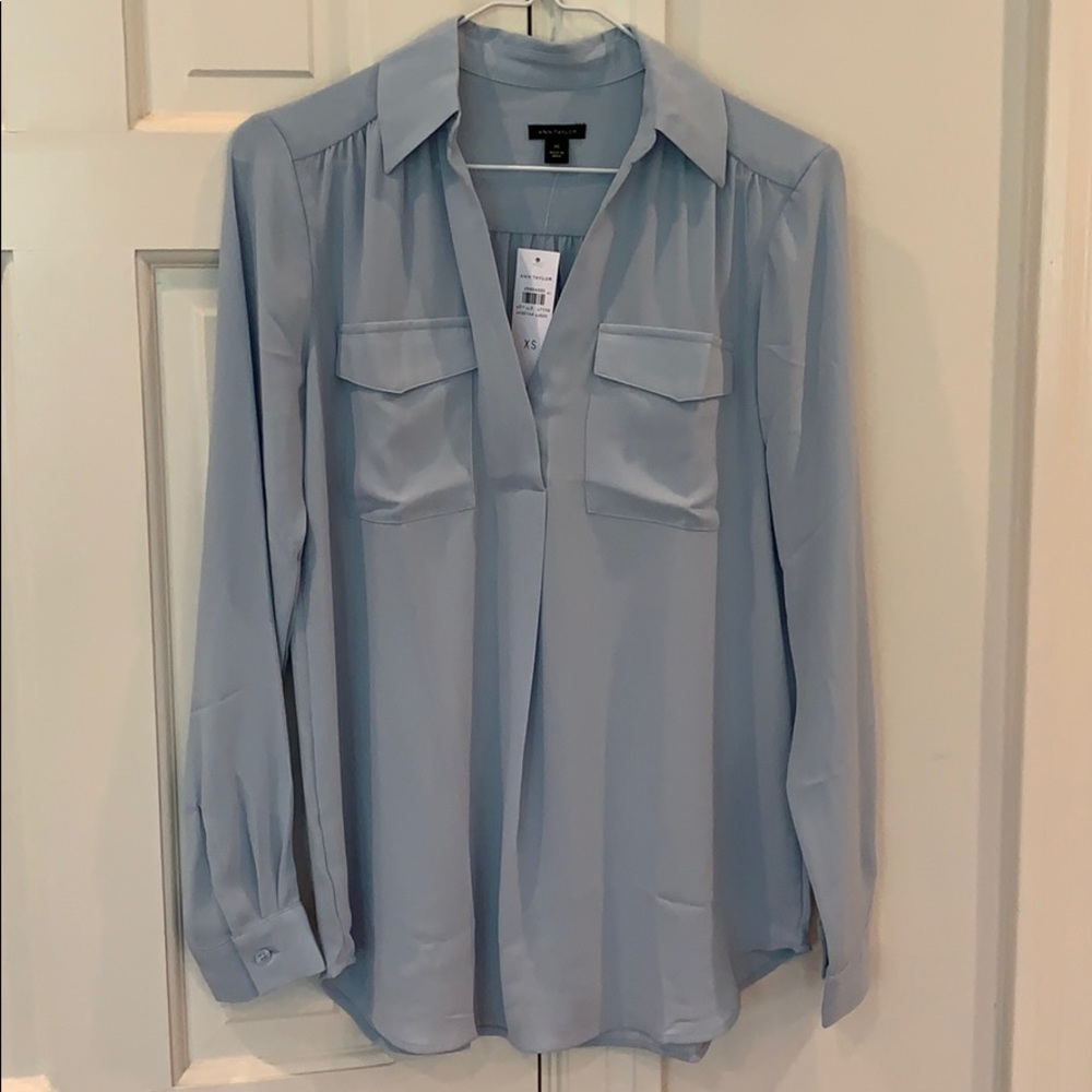 Ann Taylor Light Blue Blouse Size XS NWT